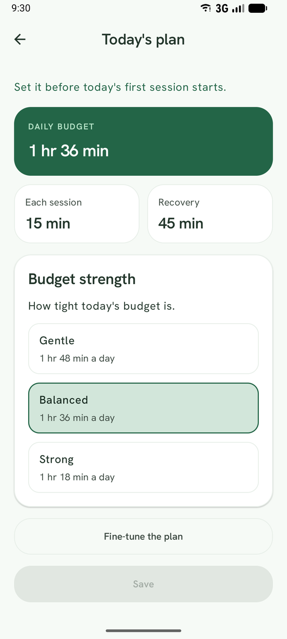 Today's plan and daily budget in Jeda
